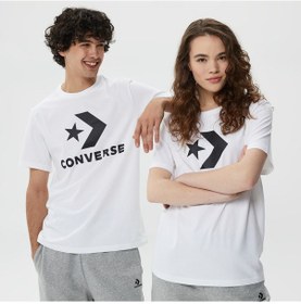 Resim Converse Go-to Star Chevron Logo Unisex Beyaz T-shirt Düz 10025458 Beyaz 