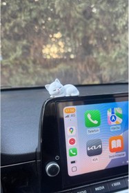 Resim DecoVera 1 Adet Sevimli Mini Beyaz Yatan Kedi Figürü, Araba Süsü, Dekor, Masa Dekoru, Torpido Aksesuarı 