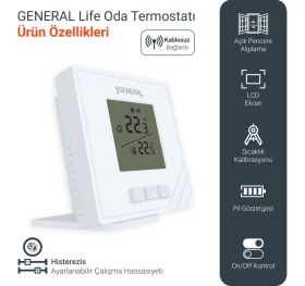 Resim GENERAL Life Mitra HT15 Rf Kablosuz Oda Termostatı 