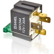 Resim Sanel Mini Röle 12 Volt 20/25 Amper 4 Uçlu Sigortalı Braketli SR2 