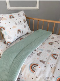 Resim %100 Pamuk Çift Katlı Yorgan Seti Yşl Pike 