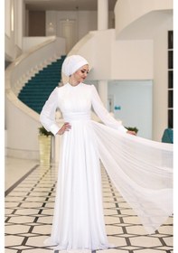 Resim Raika Moda Şık Tasarım Tül Kübra Abiye Ekru 