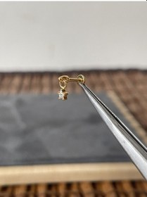 Resim Yüksek Kalite G23 Titanium Yıldız Sallantı Altın Titanyum 6 X 1.2 MM Labret Piercing Sarı 
