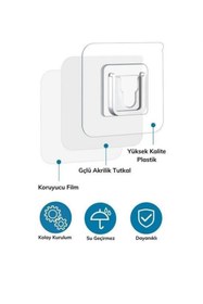 Resim Hane Dostu 10 Adet Çift Taraflı Kendinden Güçlü Yapışkanlı Eşya Sabitleme Aparatı Geçmeli Klips Askısı 