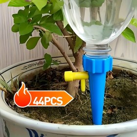Resim 44 adet Ayarlanabilir Kontrol Valfi ile Otomatik Bitki Sulama Cihazı, Dış Mekan ve Tatil Bitkileri için Kendinden Su Veren Püskürtücü, İplik Uyumluluğu, Rastgele Renk, Bitkiler için Kendinden Sulama Cihazı 