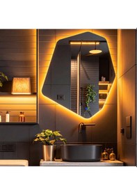 Resim Vortex Amber Led'li Lavabo & Banyo Aynası Dokunmatik Sensörlü 60 X 50 Cm Turuncu 
