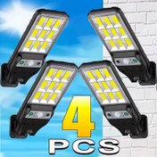 Resim 4 Adet Akıllı LED Güneş Enerjili Işık, Hareket Sensörlü Duvar Lambası, Şarj Edilebilir COB Dış Mekan Aydınlatma Feneri, 3 Modlu Bahçe ve Teras Süslemesi için Emniyetli Avize – Balkonlar, Villalar, Verandalar İdeal 