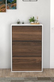 Resim Koordinat Mobilya 3 Kapaklı Kayar Raflı Ayakkabılık Ceviz 