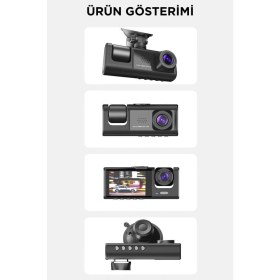 Resim Eco Lounge Ta-01 Siyah 1080P Araç Içi 3 Kameralı LCD Ekranlı Gece Görüşlü , G-Sensör , Geri Görüş Kamera 