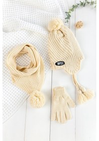 Resim Babymod Ponponlu 4-8 Yaş Erkek Çocuk Atkı Bere Eldiven Takımı 001 