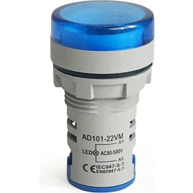 Resim Aek-Tech Mini Dijital Voltmetre 22mm Ac 60-500V LED Mavi Işık 