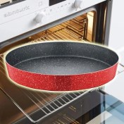 Resim abnturk N40 Ultra Lüks Kalite ⌀40CM Yuvarlak Granit Fırın Tepsisi Içi 4 Kat Teflon®granit Dışı Silikon Kaplı 