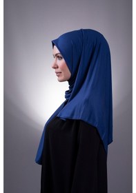 Resim Hürrem Bone Indigo Düz Klasik Şal Viskon Kumaş Likralı Penye 202101_34 Indigo 