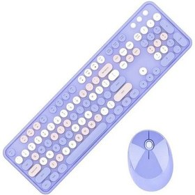 Resim Renkli Daktilo Tarzı Vintage Mekanik Klavye Mouse Pc Laptop Uyumlu Kablosuz 