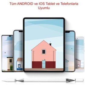 Resim CEPCASE Ipad Iphone Android Uyumlu Pencil 2in1 Disk Uçlu Dokunmatik Kalem Siyah 