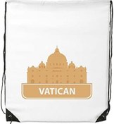 Resim DIYthinker Kadın Vatikan Sarı Kent Simgesi Desenli İpli Sırt Çantası İnce Çizgiler Alışveriş Yaratıcı El Çantası Omuz Environ Tal Polyester Çanta 
