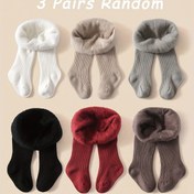 Resim 3 Adet Kız Çocuk İçin Düz Sade Stil Sıcak Rahat Yumuşak Pantyhose Sonbahar Kış 