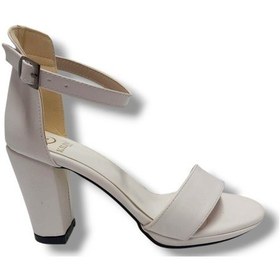 Resim Kılınç 986-25 Deri Anatomik Tek Bant Yüksek Topuk Kadın Sandalet Beyaz 