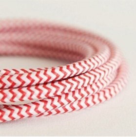 Resim ekiLamp Örgülü Kırmızı Beyaz Renkli Sargı Kablo 5 m 