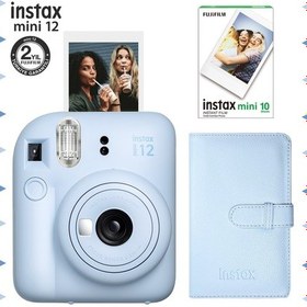 Resim Fujifilm Instax Mini 12 Fotoğraf Makinesi + 10'lu Film + Laporta Albüm Seti Mavi 