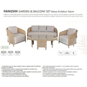 Resim Fanizan Bahçe Ve Balkon Takımı 3+1+1 Gri 