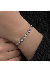 Resim Gümüş Nazar Boncuklu Sonsuzluk Kadın Bileklik Gümüş - Rose Gold 