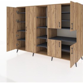 Resim Kronos Dolap 13 Raflı 6 Kapaklı 220x59x163 Çam-çam/antrasit Atlas Çam/antrasıt - Atlas Çam 