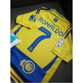 Resim Cristiano Ronaldo Al-Nassr Sarı-Mavi Yeni Sezon Çocuk Forması 4lü Set Çorap+Biliklik Hediye 