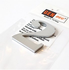 Resim Gendec Kapı Numarası 8Cm No:2 Metalik Gri Kendinden Yapışkanlı Nu 