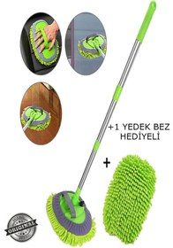 Resim Micro Clean Ok Fonksiyonlu 2 In 1 Mikrofiber Araba Yıkama Fırçası Teleskopik Uzun Saplı Detay Fırçası 