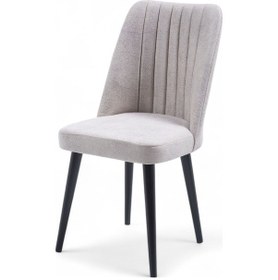 Resim Polo Sandalye - Jerika Krem - Ahşap Siyah Ayak 