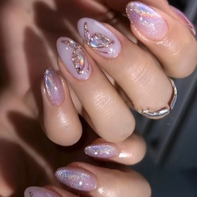 Resim 24 adet El Yapımı Sihirli Ayna Tozu ile Nail Art Parçaları Mor Düz Renk Basit Tırnak Sanatı Altın Kelebekli Tırnak Sanatı Parçaları, Kadınlar ve Kızlar için Uygun Kategori: Basmalı Sahte Tırnaklar 