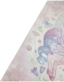 Resim Çocuk Odası Halısı Unicorn Desenli Pembe Mor Dijital Baskı Kaymaz Makinede Yıkanabilir Kız Oyun Halı Pembe 