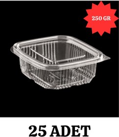 Resim Kalbi Ticaret Plastik Sızdırmaz Kap 250 gr 25 Adet Plastik Saklama Kabı Kapaklı Kap Şeffaf Kullan At Kase 