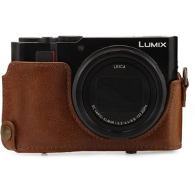 Resim MegaGear Panasonic Lumix DC-ZS200 Hakiki Deri Kamera Çantası 