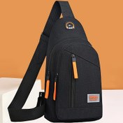 Resim Unisex Hafif Ayarlanabilir Çapraz Çanta - Dayanıklı Nylon Göğüs Askılı Çanta, Çoklu Fermuarlı Bölmeler, Turuncu Detaylar ve Püskül Aksanlı, Erkekler & Kadınlar için Günlük Kullanım Omuz Çantası (Siyah), Şehir Yaşamına Uygun, Modern Aksesuar, Yüksek Kalite Kumaş, Kompakt Tasarım, Moda Tutkunları İçin 