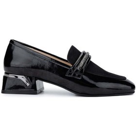 Resim Tamer Tanca Kadın Hakiki Deri Siyah Topuklu Ayakkabı 33 64000 Bn Ayk Sk24-25 Syh Rgn/suet Siyah Rugan 