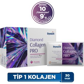 Resim Dynavit Dynavıt Diamond Collagen PRO 30 Saşe - Saç&Cilt&Tırnak - Hidrolize Peptit Tip 1 Balık Kolajeni, Hyaluronik Asit, Biotin, Sahil Çamı Ekstresi 