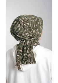 Resim Hürrem Bone Haki Pratik Hazır Geçmeli Tesettür Eşarp Kesik Elyaf Piliseli Çiç (553630037) Haki 