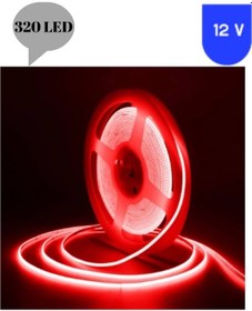Resim 12 Volt 8 Mm 320 Ledli Esnek Cob Şerit Kırmızı İç Mekan 5 Metre 