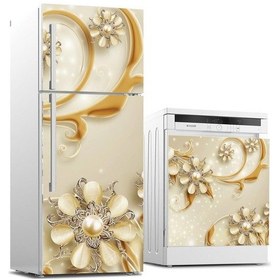 Resim Buzdolabı Ve Bulaşık Makinası Beyaz Eşya Sticker Kaplama 3D Altın (540887048) 