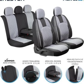 Resim Nissan Patfinder Uyumlu Yarı Deri Oto Koltuk Kılıfı Ön Arka Set Chester Serisi Siyah Füme Fs 