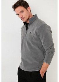 Resim Buratti Slim Fit Anti-Pilling Tüylenme Yapmayan Bato Yaka Şardonlu 2'Li Paket Erkek Polar 5906001S2 Gri-Gri 
