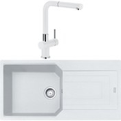 Resim Franke Urban Ubg 611-100 Tek Gözlü Granit Eviye + Active Plus Doccia Armatür (Bianco) 