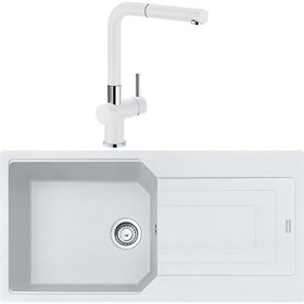 Resim Franke Urban Ubg 611-100 Tek Gözlü Granit Eviye + Active Plus Doccia Armatür (Bianco) 