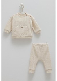 Resim Caramell %100 Pamuk Soft Teddy Erkek Bebek 2'li Takım Crml.tku1862 Ekru 