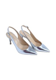 Resim Poletto Hakiki Deri Gumus Ayakkabı Stiletto 4924 116 V1-2267 GUMUS 