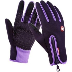 Resim Shun Motosiklet Sürüş Eldiveni - Rüzgar Geçirmez, Su Geçirmez, Sıcak, Dokunmatik Ekran Uyumlu, Kışlık, Unisex Mor 