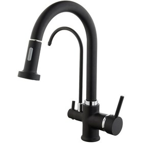 Resim Vilas Madrid Su Arıtma 3 Çıkışlı Siyah Spiralli Mutfak Bataryası 