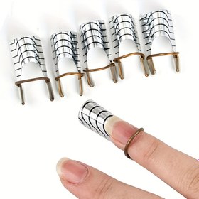 Resim 5 adet Hipoalerjenik Tırnak Uzatma Destek Tutucu, Kristal Jel Tırnak Uzatmaları için Metal Alüminyum Parmak Destekleri, Gümüş 